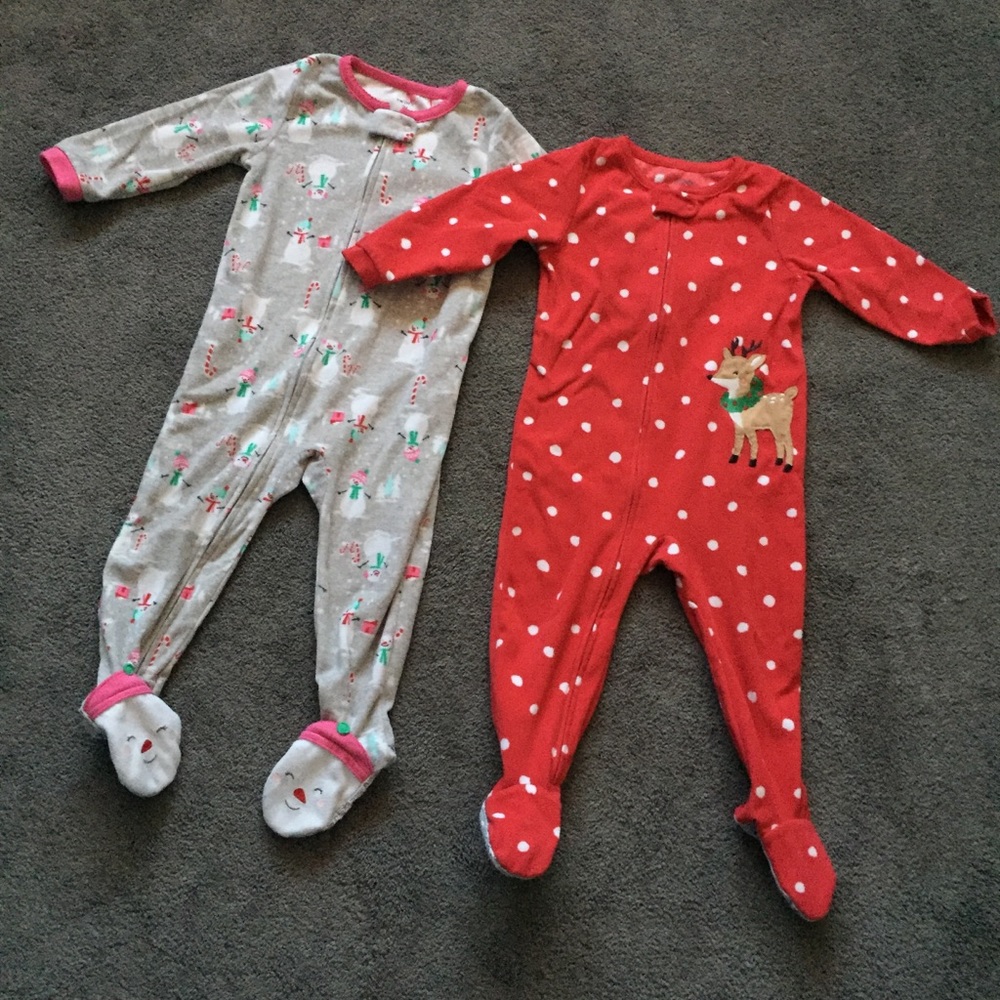 2 Pairs Christmas Footie Pajamas
